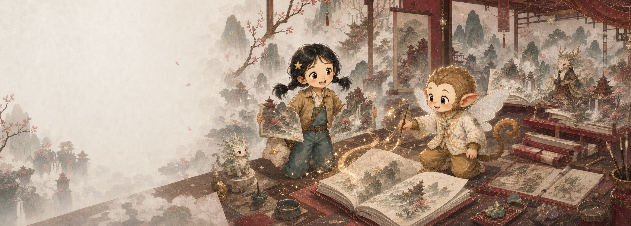 小椰子与迪亚在东方创作工坊中把想法变成作品